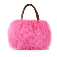 Winter Real Mongolia Lamb Fur Handbag Women Casual Tibet Long Hair Natural Fur Shoulder Bag Genuine Tote Bags Femme