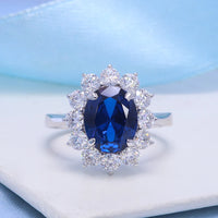 Genuine Women's Engagement Ring – 8x10mm Lab-Created Sapphire & Moissanite in Solid 14K White Gold – Classic Fine Jewelry