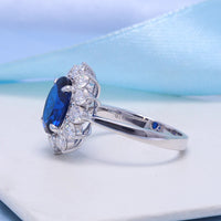 Genuine Women's Engagement Ring – 8x10mm Lab-Created Sapphire & Moissanite in Solid 14K White Gold – Classic Fine Jewelry