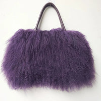 Winter Real Mongolia Lamb Fur Handbag Women Casual Tibet Long Hair Natural Fur Shoulder Bag Genuine Tote Bags Femme