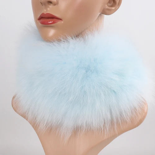 Women's Real Fox Fur Ring Scarf & Headband– Luxury Winter Neck Warmer Muffler, 100% Natural Fur with Good Elastic