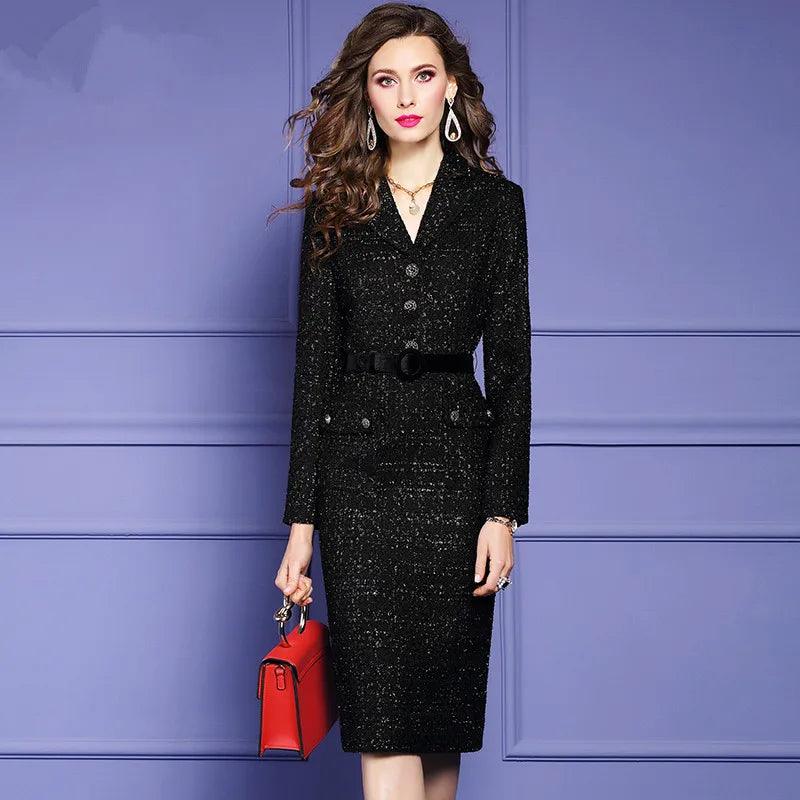 Elegant Women s Winter Pencil Dress Vintage Designer Office Cocktail Party Dress M 3XL