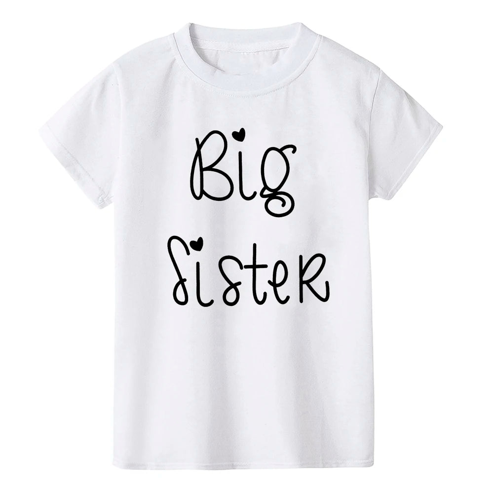 Hot Wholesale Cotton Little Brother Romper Big Sister Tshirt Family Matching Clothes Infant Baby Boys Girls Short Sleeve Outfit