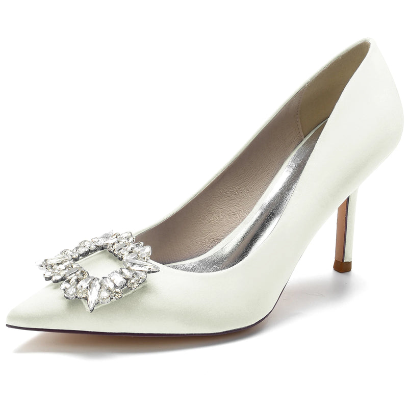 Elegant Crystal Brooch High Heels for Party, Prom, and Wedding