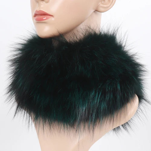 Women's Real Fox Fur Ring Scarf & Headband– Luxury Winter Neck Warmer Muffler, 100% Natural Fur with Good Elastic