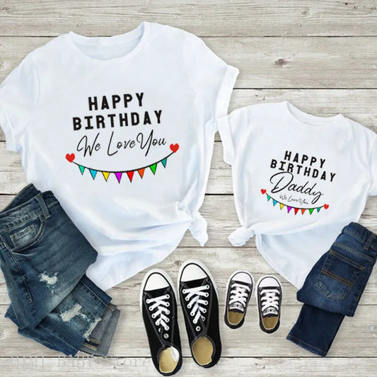 Happy Birthday Daddy Matching Family T-Shirts | Mom, Dad, Son & Daughter Birthday Party Outfits - HER SHOP®