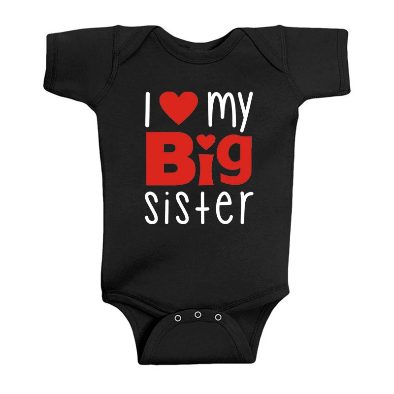 1PC Matching T Shirts Sibling Sisters Brother T-shirt I Love My Big Sister Family Clothing Kids Boys Clothes Baby Bodysuits