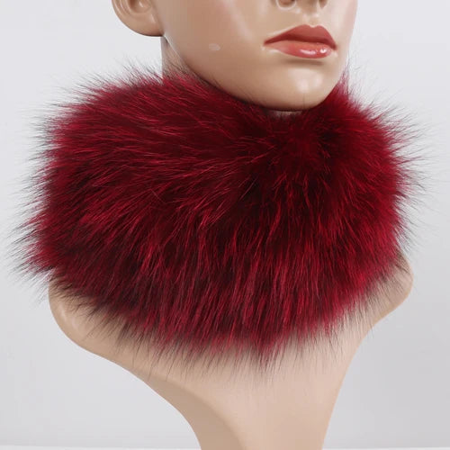 Women's Real Fox Fur Ring Scarf & Headband– Luxury Winter Neck Warmer Muffler, 100% Natural Fur with Good Elastic