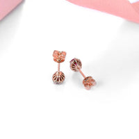 14K Rose Gold Natural Ruby and Diamond Stud Earrings - 0.55 Carat Ruby, 0.175 Carat Diamond - Elegant Jewelry for Women