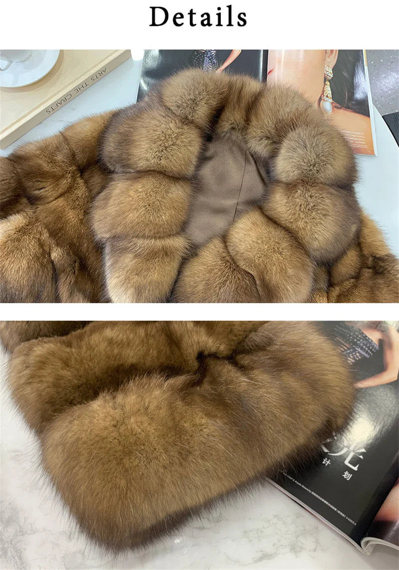 Women’s Original High End Russian Sable Fur Coat with Lapel Collar – Luxury Starrysky-Inspired Mink-Style Fur, Loose & Versatile Design