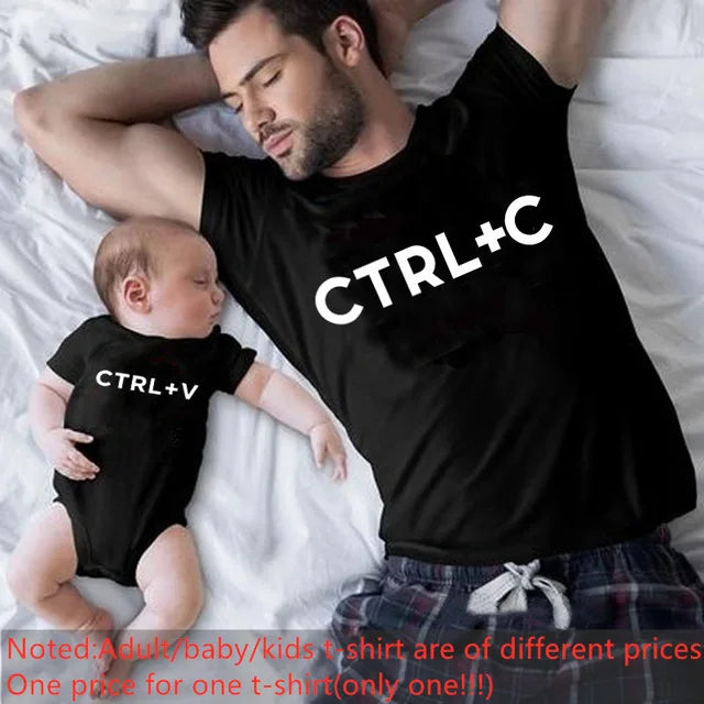 Ctrl C Ctrl V Family Matching T Shirt Man Son Daughter Dad T Shirt Tops Kids Baby Girl Boys Casual Bodysuit T Shirt  Family Look
