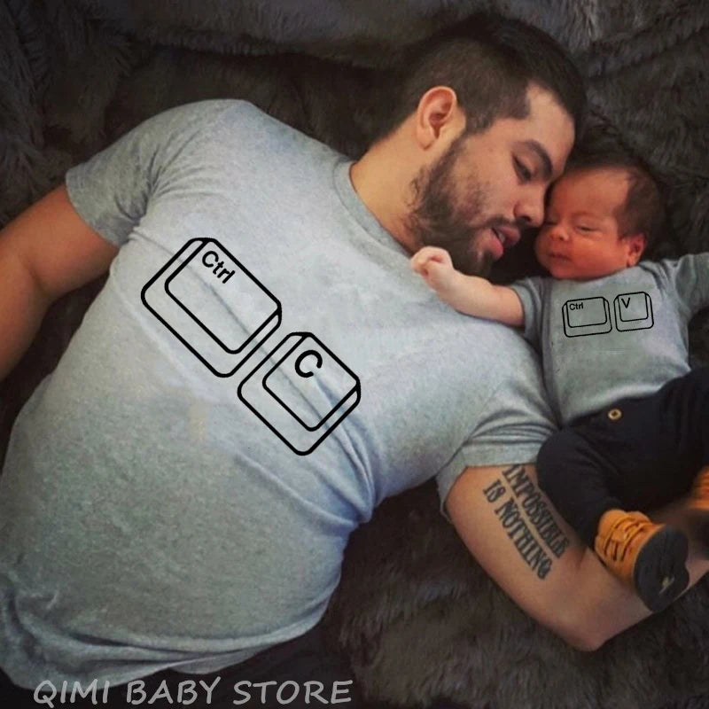 Ctrl C Ctrl V Family Matching T Shirt Man Son Daughter Dad T Shirt Tops Kids Baby Girl Boys Casual Bodysuit T Shirt  Family Look