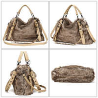 Luxury Faux Fur Tote Bag - Trendy Winter Handbag with Plush Rivet Design for Women