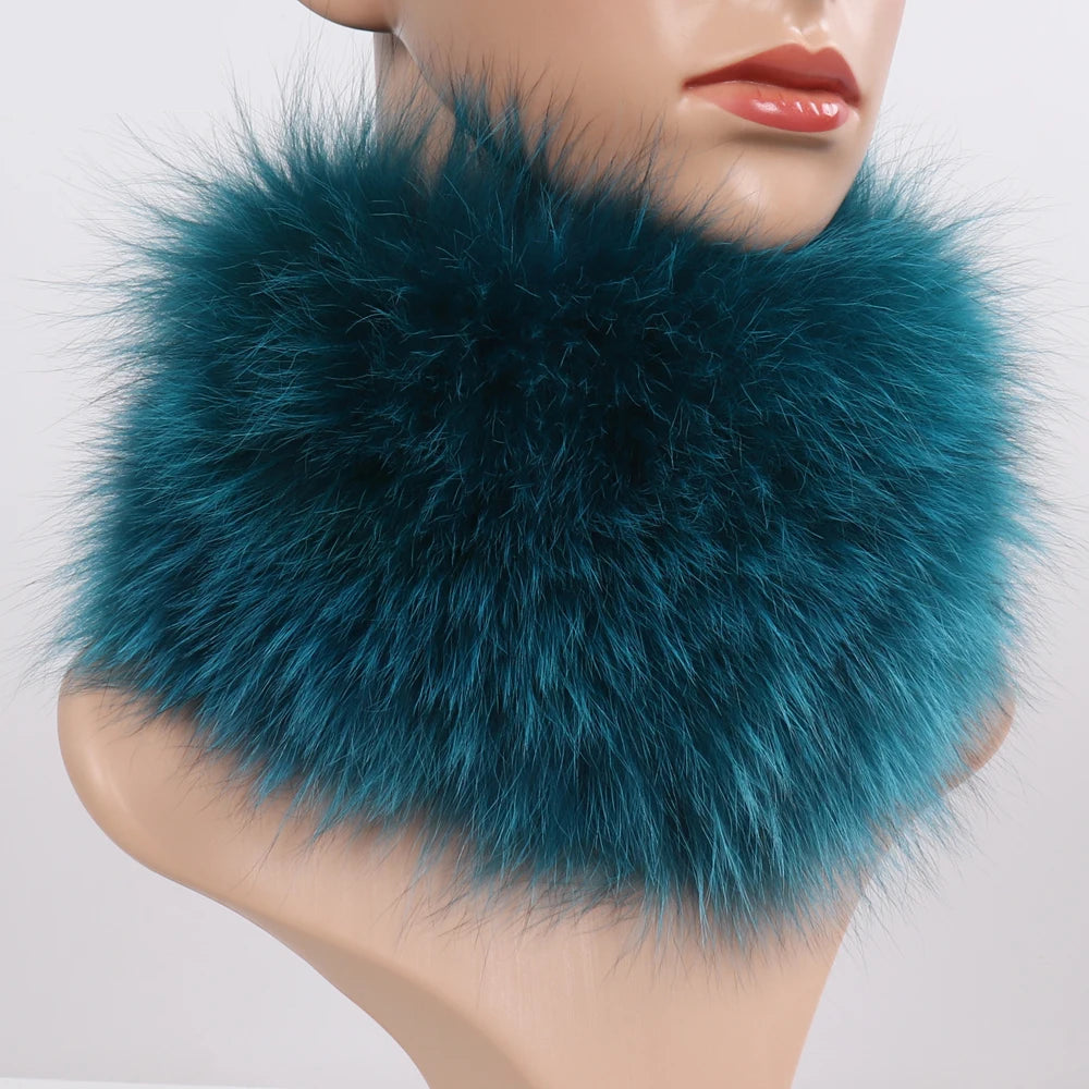 Women's Real Fox Fur Ring Scarf & Headband– Luxury Winter Neck Warmer Muffler, 100% Natural Fur with Good Elastic - HER SHOP