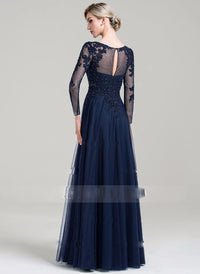 Custom Made Tulle Scoop Neck A-Line Floor-Length Mother of the Bride Dress with Beading and Sequins for Wedding Party