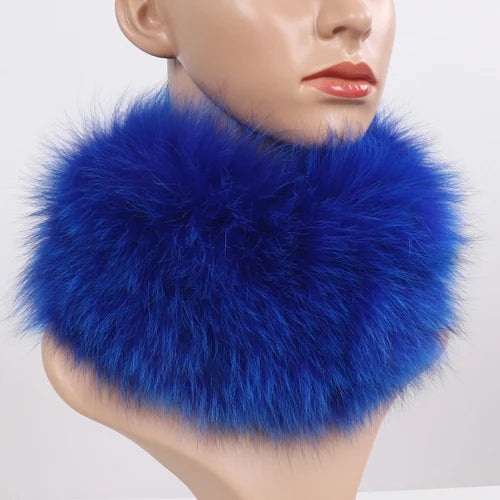 Women's Real Fox Fur Ring Scarf & Headband– Luxury Winter Neck Warmer Muffler, 100% Natural Fur with Good Elastic
