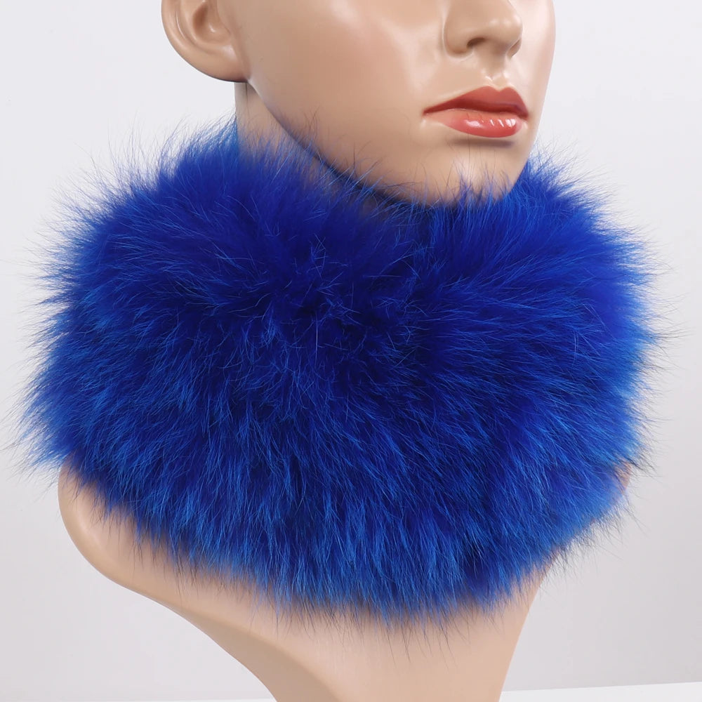 Women's Real Fox Fur Ring Scarf & Headband– Luxury Winter Neck Warmer Muffler, 100% Natural Fur with Good Elastic