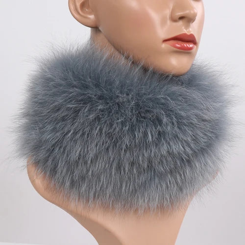 Women's Real Fox Fur Ring Scarf & Headband– Luxury Winter Neck Warmer Muffler, 100% Natural Fur with Good Elastic