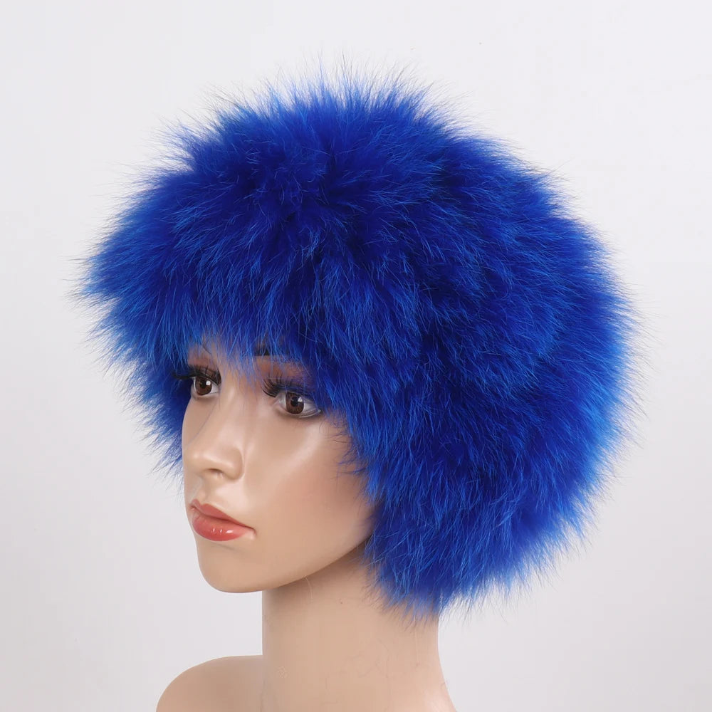 Women's Real Fox Fur Ring Scarf & Headband– Luxury Winter Neck Warmer Muffler, 100% Natural Fur with Good Elastic