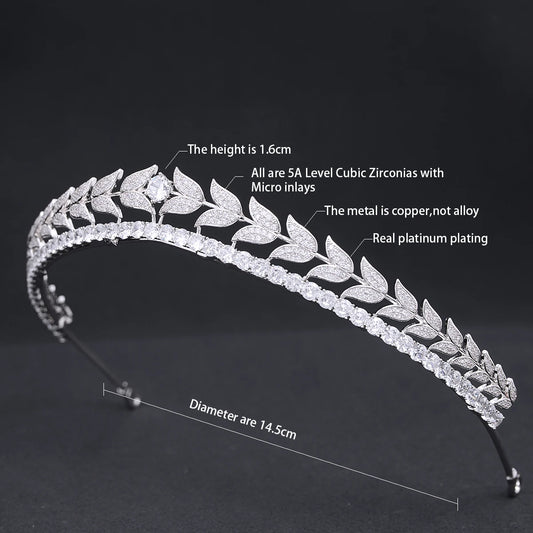 Pretty Cubic Zirconia Tulip Tiara Headband Crystal Bridal Hairpiece for Weddings, Proms & Parties - HER SHOP