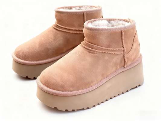 2026 Women’s Classic Winter Snow Boots – Warm Sheepskin Lining, Non-Slip Rubber Sole, Flat Outdoor Comfort - HER SHOP