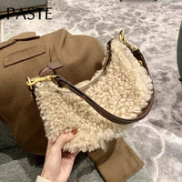 High-Quality Fashion Winter Plush Wool Fur Leather Women’s Shoulder Bag