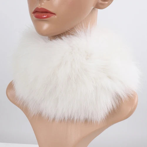 Women's Real Fox Fur Ring Scarf & Headband– Luxury Winter Neck Warmer Muffler, 100% Natural Fur with Good Elastic