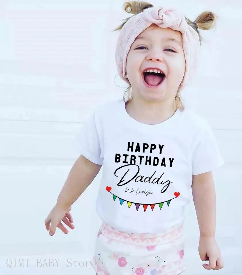 Happy Birthday Daddy Mother and Kids Family Matching Tshirts Clothes Gift to Dad Mom Daughter Son Birthday Party Wear Tshirts