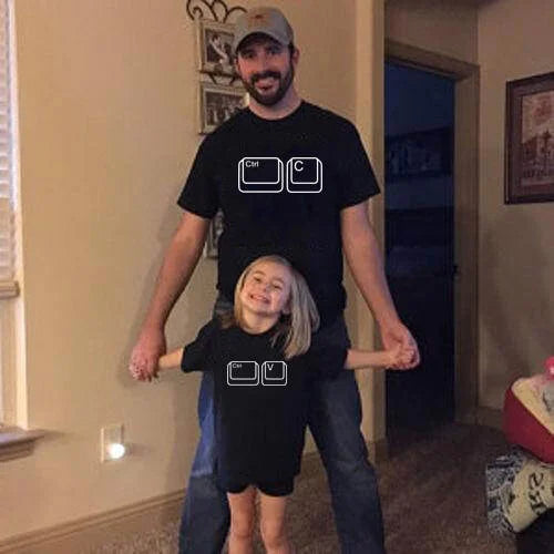 Ctrl C Ctrl V Family Matching T Shirt Man Son Daughter Dad T Shirt Tops Kids Baby Girl Boys Casual Bodysuit T Shirt  Family Look