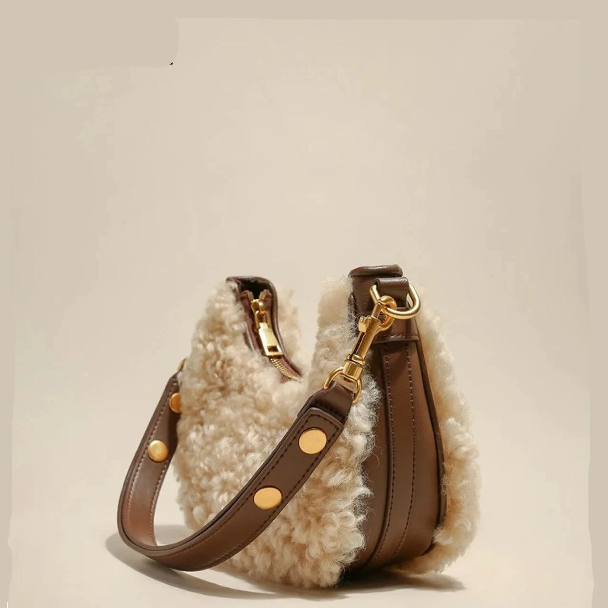 High-Quality Fashion Winter Plush Wool Fur Leather Women’s Shoulder Bag