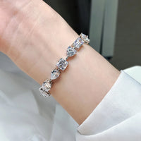 100% 925 Sterling Silver Sparkling Bracelet with High Carbon Diamonds