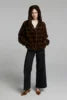 Women’s Windproof Mahogany Mink Fur Coat with Ho