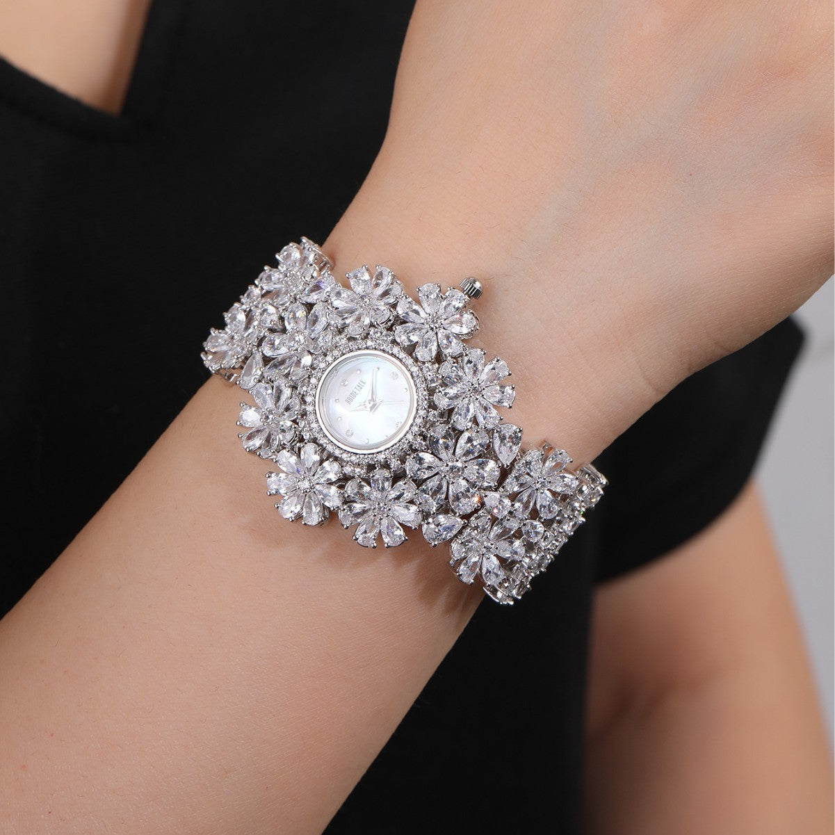 Women's 19cm Full Crystal Watch – AAA Cubic Zirconia, Japan Movement, Waterproof Wedding & Party Jewelry