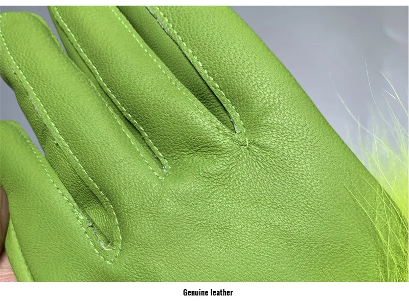 Luxury Fox Fur & Genuine Sheepskin Leather Gloves for Women – Winter Warm Driving Mittens with Real Fur Cuffs