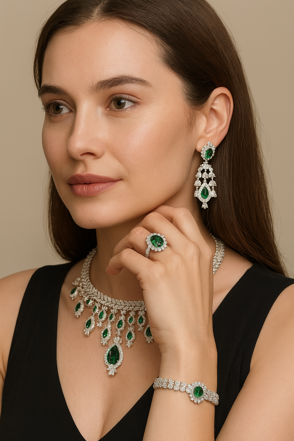 Luxury 4-Piece Bridal Wedding Jewelry Set | 3A Zircon Crystal Necklace Set | Dubai-Inspired Hot Selling Jewelry - HER SHOP