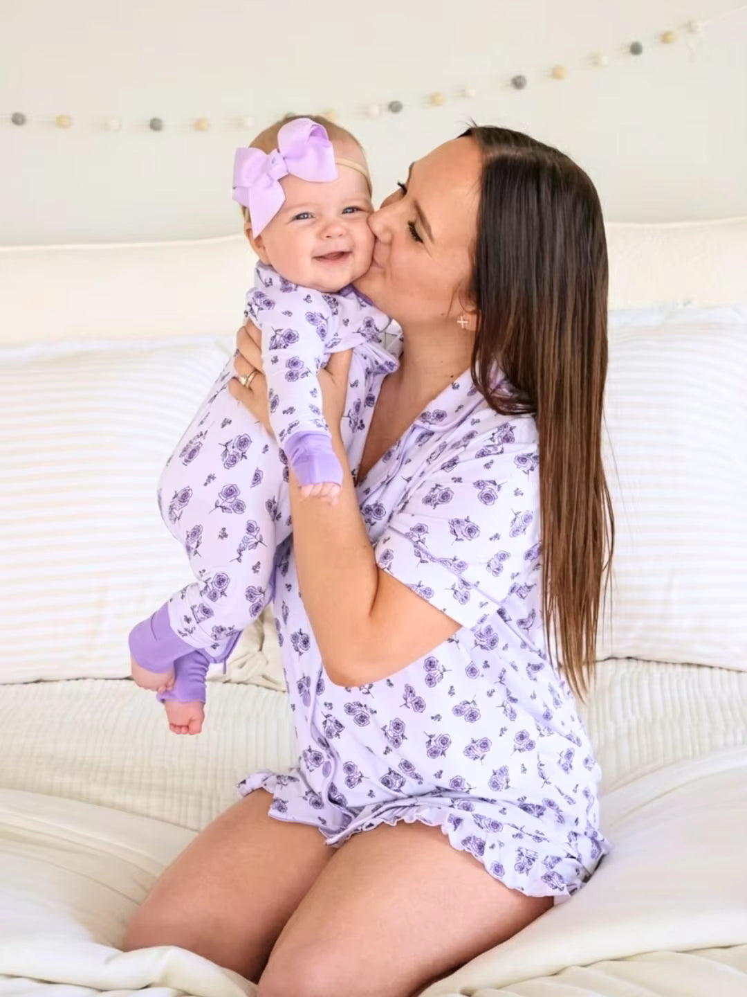 Mom and Daughter Matching Bamboo Pajama Set – Soft Breathable Button-Front Family Loungewear 