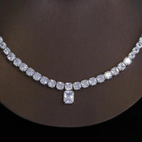 New 2024 Round Cut CZ Crystal Bridal Jewelry Set – Necklace & Earrings for Wedding, Banquet, Prom