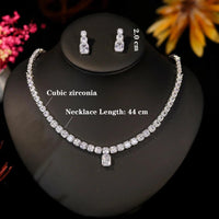 New 2024 Round Cut CZ Crystal Bridal Jewelry Set – Necklace & Earrings for Wedding, Banquet, Prom