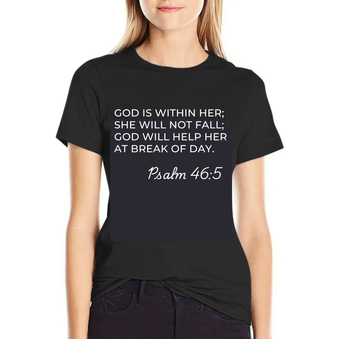 Bible Verse Psalm 46:5 'She Will Not Fail' Women's T-Shirt - HER SHOP