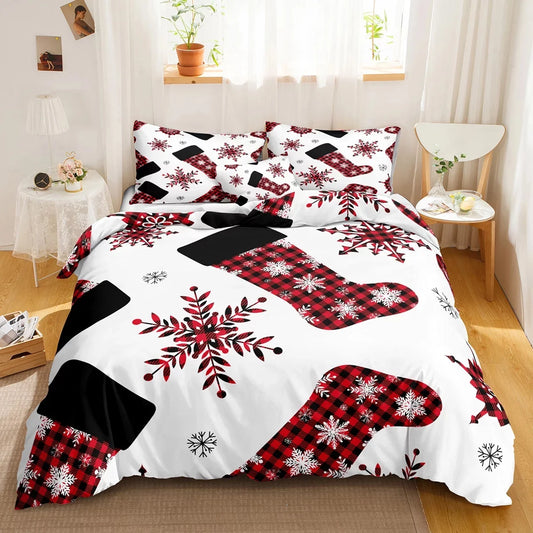 Red Christmas Snowflake Duvet Cover Bedding Sets - HER SHOP
