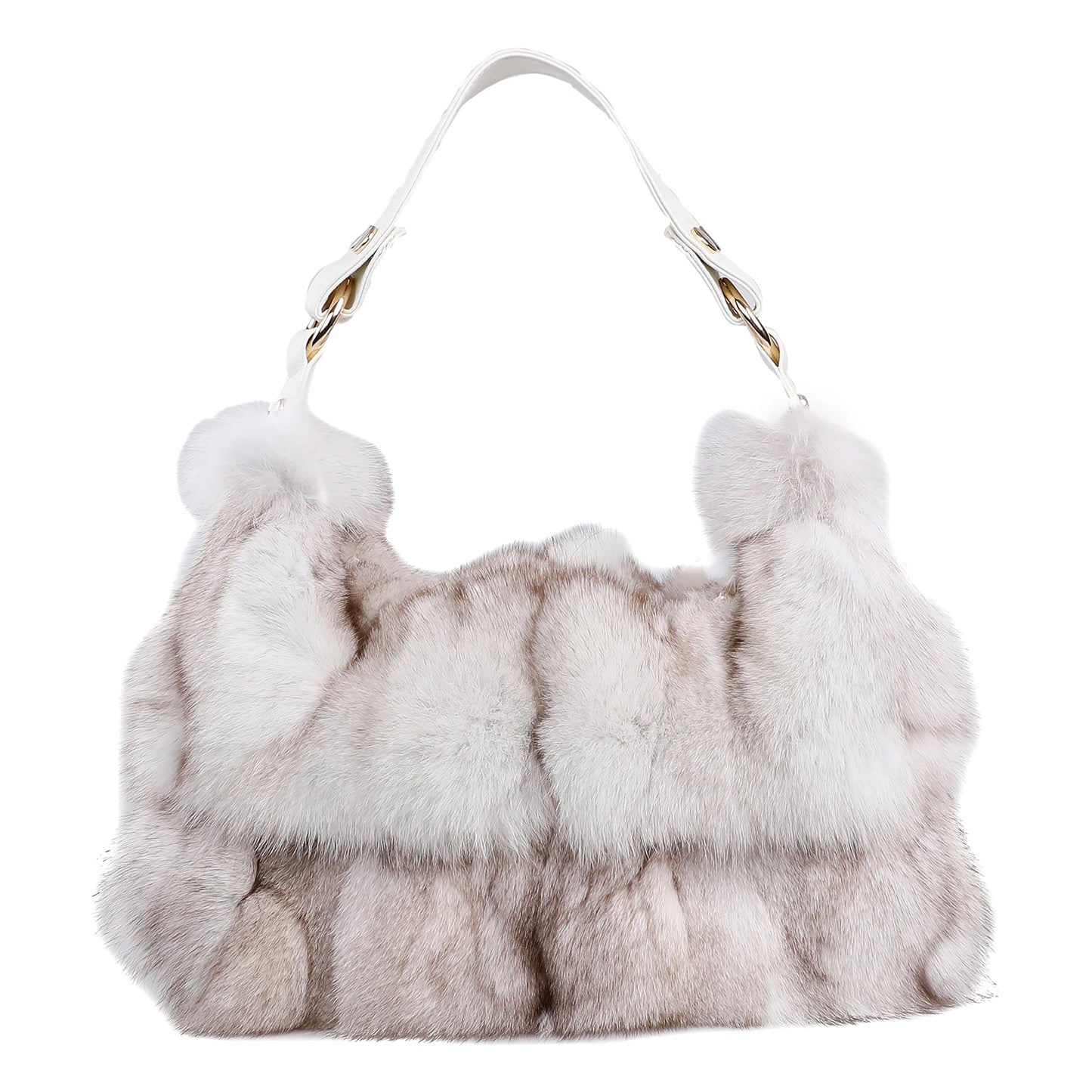 Women's Winter Genuine Fox Fur Shoulder Bag Handbag PU Leather Top Handle Bags Ladies Zipper Soft Stylish Fashion…