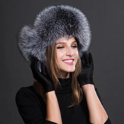 Beautiful Women's Natural Raccoon or Fox Fur Ushanka Hat