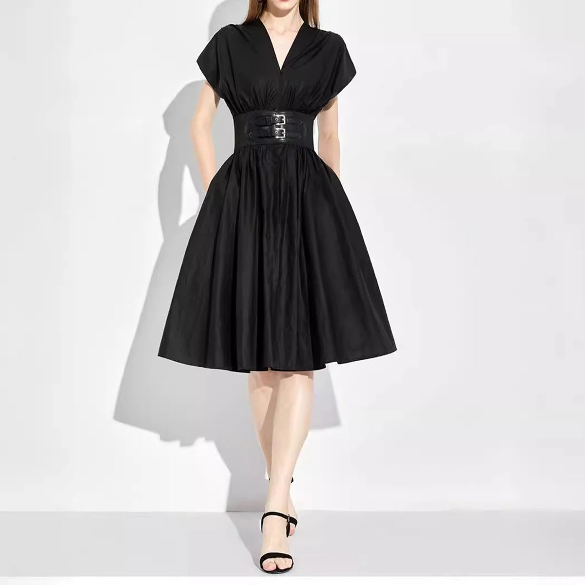 V-Neck Sleeveless A-Line Office Party Dress
