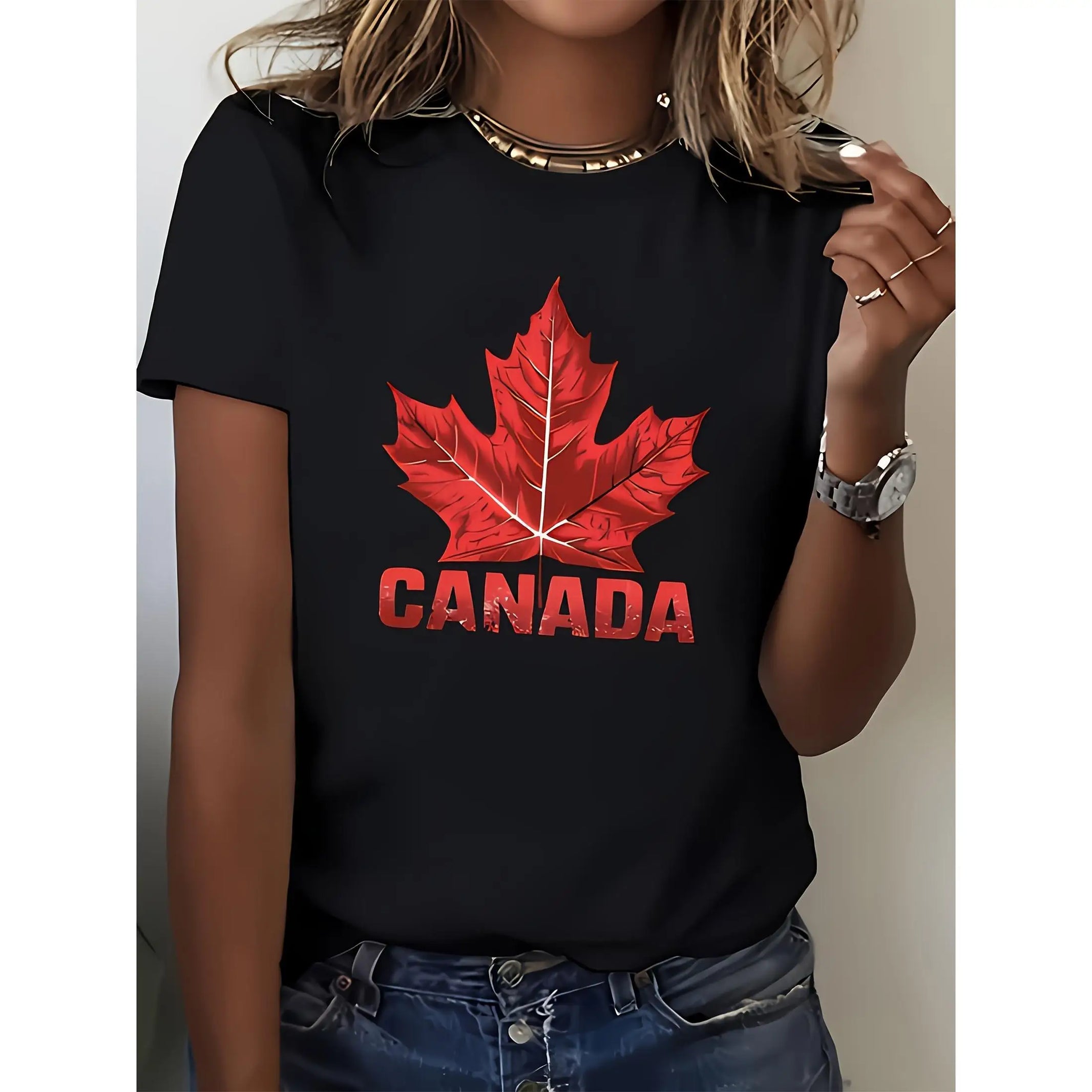 Patriotic Maple Leaf T-Shirt – Stylish "CANADA" Emblem Tee to Celebrate Canada Day - HER SHOP