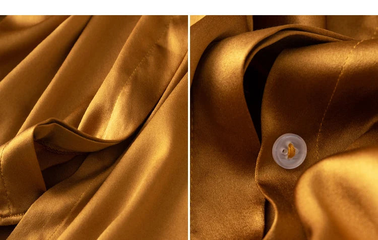 Women's 93% Mulberry Silk 7% Spandex 19 momme satin Silk Buttons down long sleeve shirt Top Blouse office work M L XL MM161