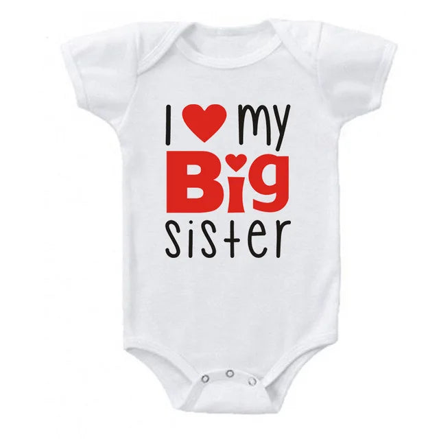 1PC Matching T Shirts Sibling Sisters Brother T-shirt I Love My Big Sister Family Clothing Kids Boys Clothes Baby Bodysuits