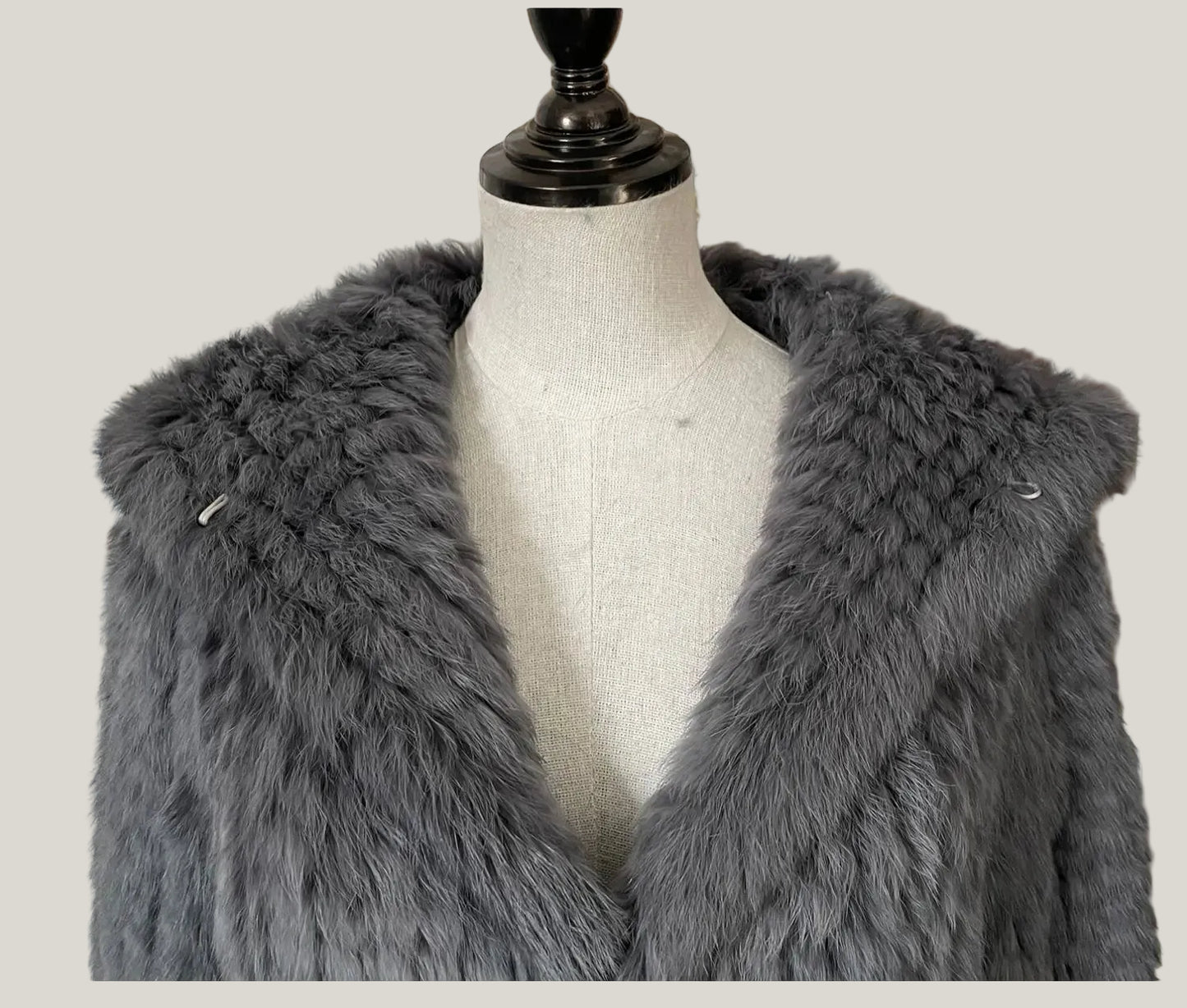 Women’s Real Knitted Rabbit Fur Hooded Jacket – Luxury Casual Winter Fur Coat
