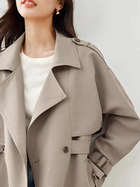 Elegant Long Trench Coat for Women – Fall 2024 Double-Breasted Windbreaker