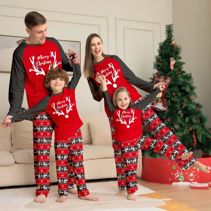 Merry Christmas Print Family Matching Pajamas Set Adults Kids Full Sleeve 2 Pieces Suit Baby Romper Sleepwear Xmas Look Pyjamas - HER SHOP