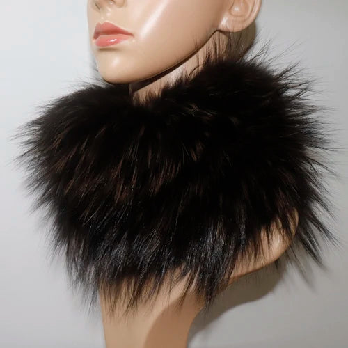 Women's Real Fox Fur Ring Scarf & Headband– Luxury Winter Neck Warmer Muffler, 100% Natural Fur with Good Elastic